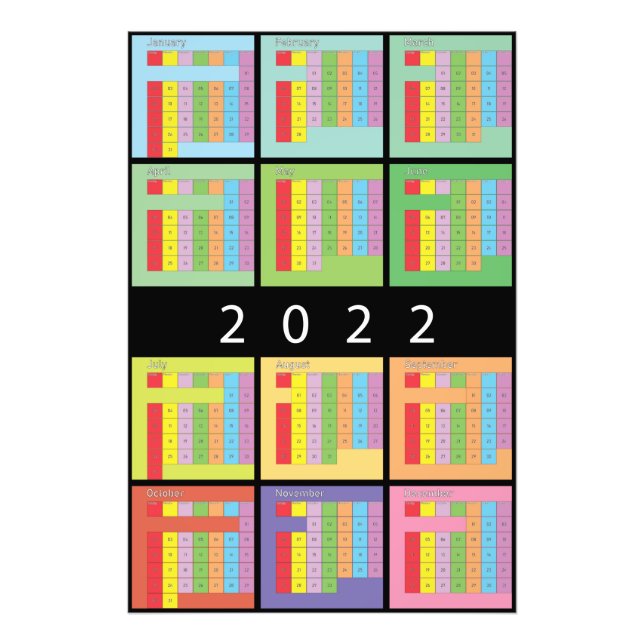 2022 colour calendar planner photo print (Front)