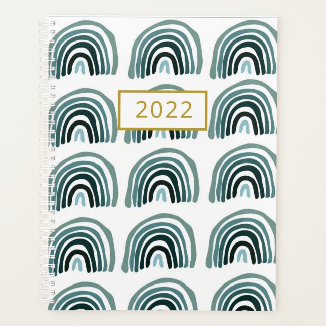 2022 Daily Planner Modern Minimalist Rainbow (Front)