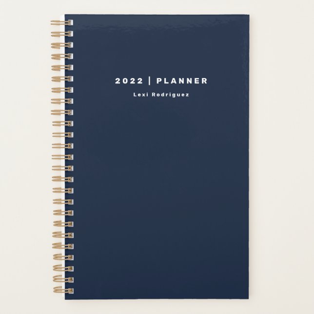 2022 Dark Navy Blue Weekly Monthly Planner (Front)