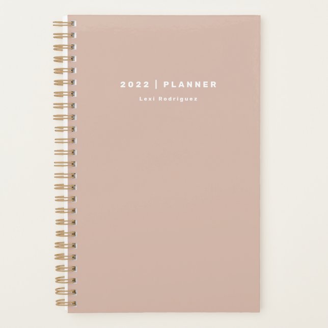 2022 Dusty Pink Monthly Weekly Non Dated Dark Planner (Front)
