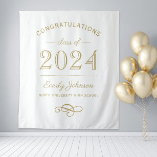 2022 Elegant Gold Custom Graduation Tapestry