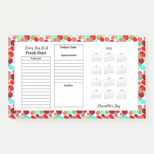 2022 Every Day's A Fresh Start Personalised Post-it Notes (Front)
