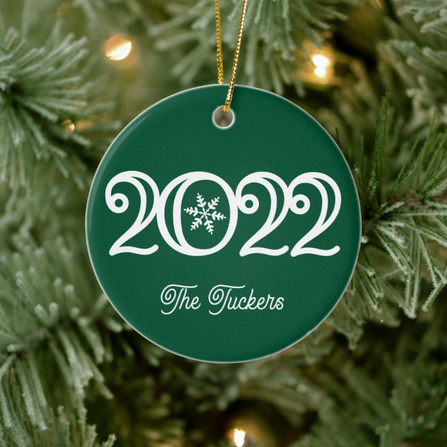 2022 Family Names Keepsake Dark Green Christmas Ceramic Tree Decoration (Tree)