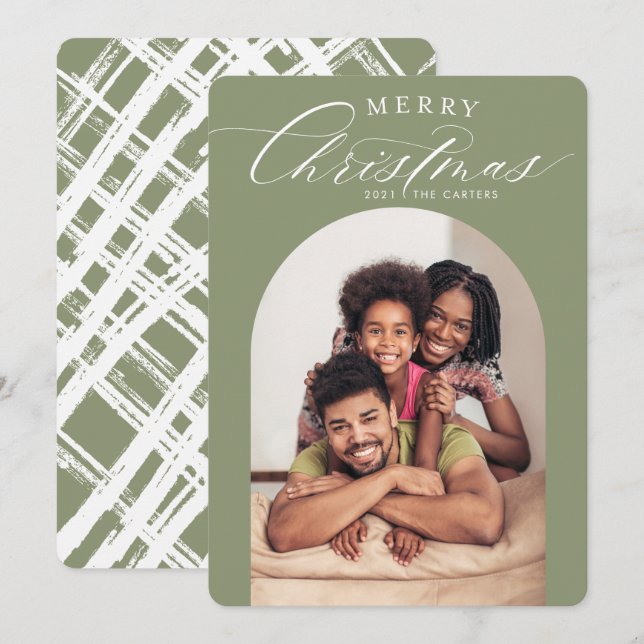 2022 FAMILY PHOTO CARD christmas arch frame olive (Front/Back)