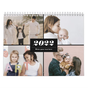 2022 Family Photo Collage Modern Simple Elegant Calendar