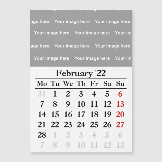 2022 February calendar Magnetic card (Front)