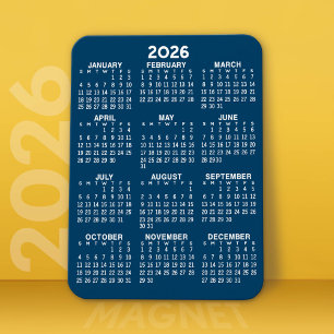 2022 Full Year View Calendar - Basic Minimal Magnet