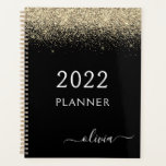 2022 Gold Black Glitter Sparkle Glam Monogram Planner<br><div class="desc">2022 Gold and Black Sparkle Glitter Monogram Name and Initial Spiral Notebook. This makes the perfect sweet 16 birthday,  wedding,  bridal shower,  anniversary,  baby shower or bachelorette party gift for someone that loves glam luxury and chic styles.</div>