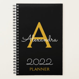 2022 Gold Black Monogram Elegant Planner