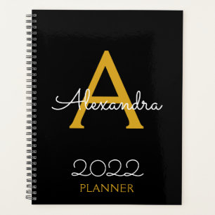 2022 Gold Black Monogram Elegant Planner