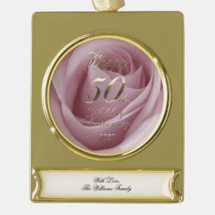 2022 Golden Wedding 50th Anniversary Gold Plated Banner Ornament