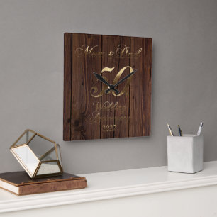 2022 Golden Wedding 50th Anniversary Parents Square Wall Clock