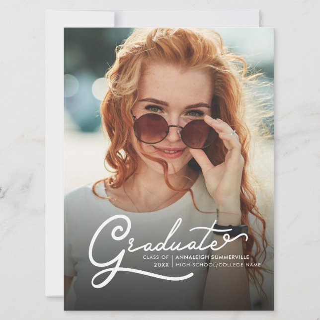 2022 Grad Photo Senior Script Graduation Party Invitation (Front)