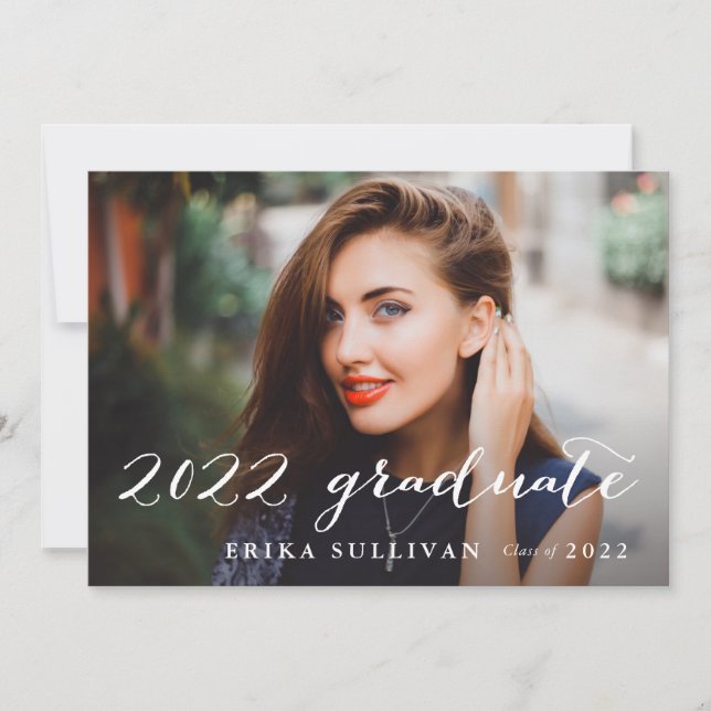 2022 Graduate Script Photo Graduation Invitation (Front)