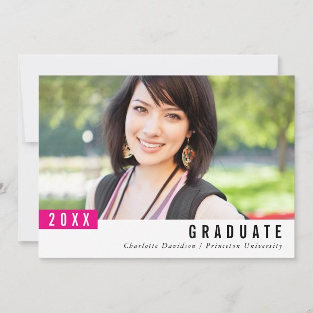 2022 GRADUATE simple modern minimalist flag pink Thank You Card (Front)