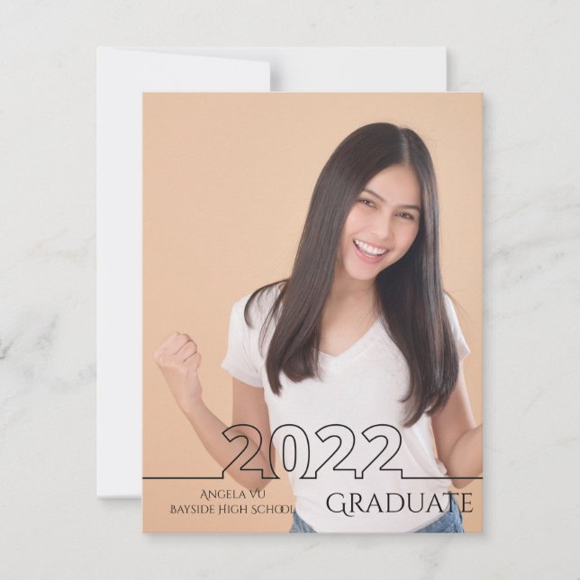 2022 Graduate Trendy Full Photo Modern Graduation Announcement (Front)