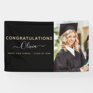 2022 Graduation Black Gold High School College Banner