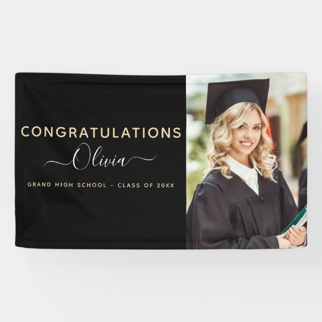 2022 Graduation Black Gold High School College Banner (Horizontal)