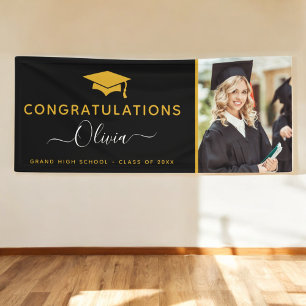 2022 Graduation Black Gold High School College Banner