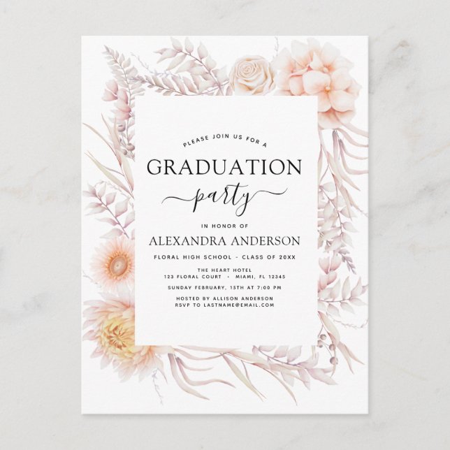 2022 Graduation Boho Chic Dusty Pink Desert Invita Postcard (Front)