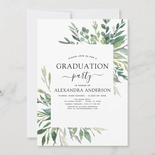 2022 Graduation Botanical Greenery Invitation (Front)
