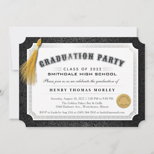 2022 Graduation Diploma Black & White Invite (Front)