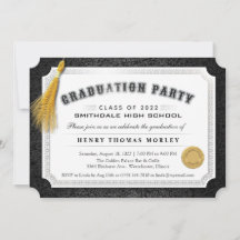 2022 Graduation Diploma Black & White Invite