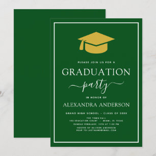 2022 Graduation Party Green Gold Modern Elegant In Invitation