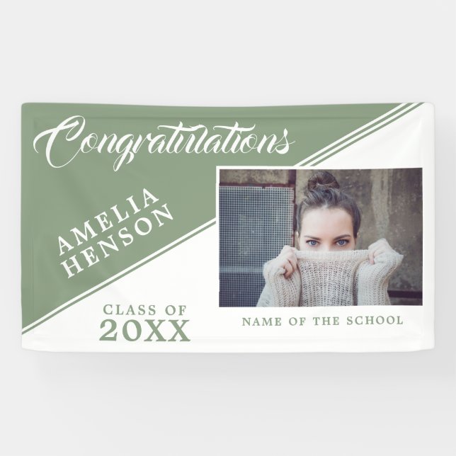 2022 Graduation Pastel Green Graduate Photo Banner (Horizontal)
