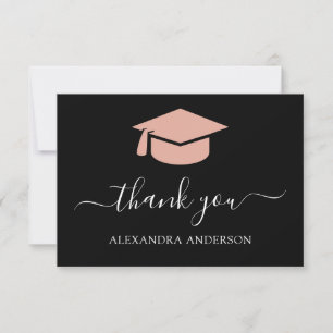 2022 Graduation Thank You Rose Gold Black Card