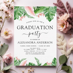 2022 Graduation Tropical Palm Floral Watercolor Invitation