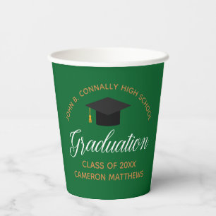2022 Green Gold Graduation Custom School Party Paper Cups