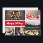 2022 Happy Holidays Red Family Collage Christmas Holiday Card<br><div class="desc">Your beautiful family photos deserve to be shared during this time of year as you send warm wishes. Customize this modern collage design & personalize with your family greeting. Find the other pieces from the collection. This design uses red as an accent color but it can be easily switched to...</div>
