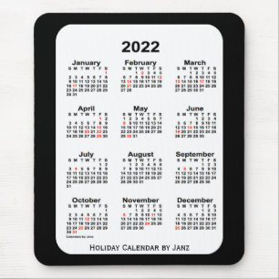 2022 Holiday Two Tone Black Calendar by Janz Mouse Mat