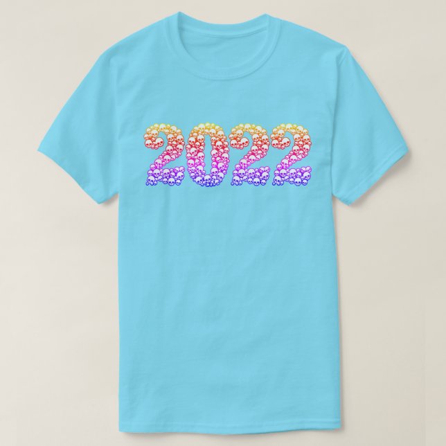 2022 in Colourful Skulls T-Shirt (Design Front)
