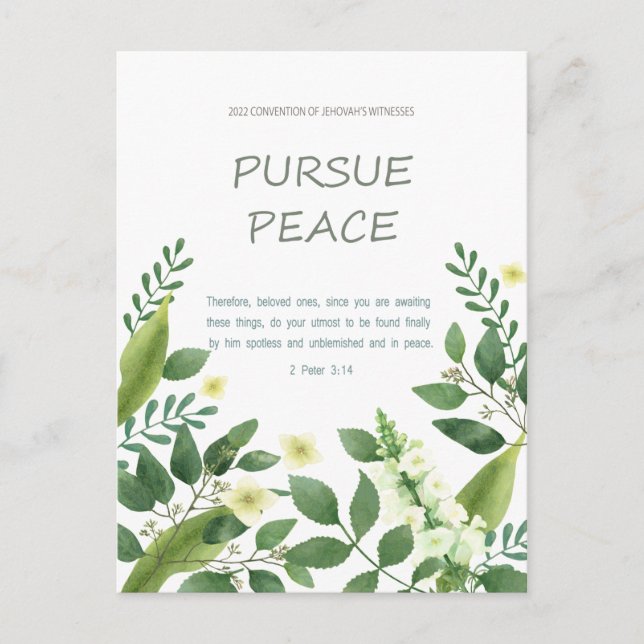2022 JW Convention - green white flower Postcard (Front)