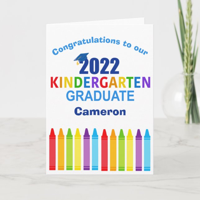 2022 Kindergarten Graduate Custom Cute Graduation Card (Front)