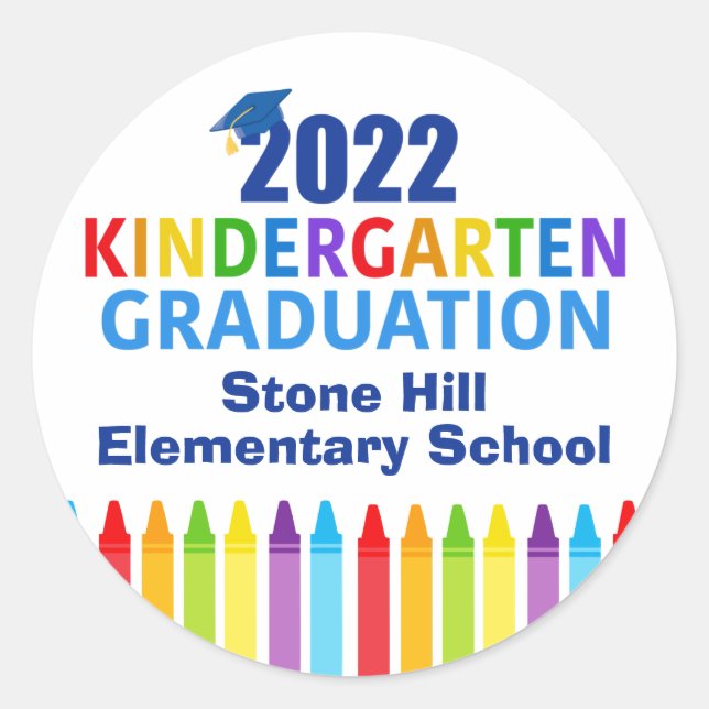 2022 Kindergarten Graduation Custom School Party Classic Round Sticker (Front)