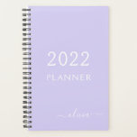 2022 Lavender Purple Girly Script Monogram Name Planner<br><div class="desc">2022 Lavender Purple Monogram Add Your Own Script Name 2022 Calendar Wedding Event Planner. This makes the perfect sweet 16 birthday,  wedding,  bridal shower,  anniversary,  baby shower or bachelorette party gift for someone that loves glam luxury and chic styles.</div>