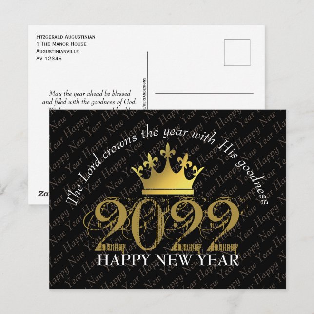 2022 LORD CROWNS YEAR Christian Happy New Year Postcard (Front/Back)