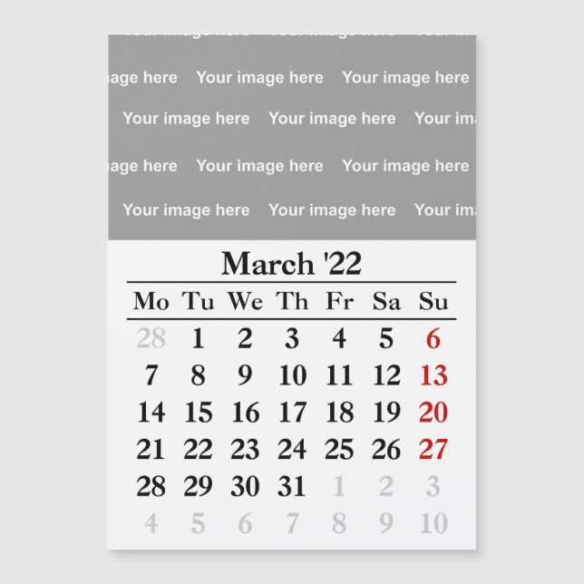 2022 March calendar Magnetic card (Front)