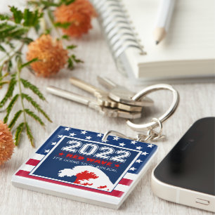 2022 Midterm Elections RED WAVE US Flag Key Ring