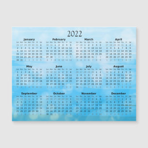 2022 Mini Calendar Magnetic Ombre Blue Magnetic Invitation