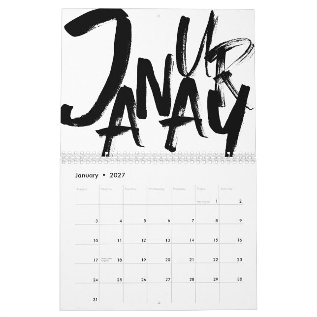 2022 Minimalist Abstract Black and White Calendar (Jan 2027)