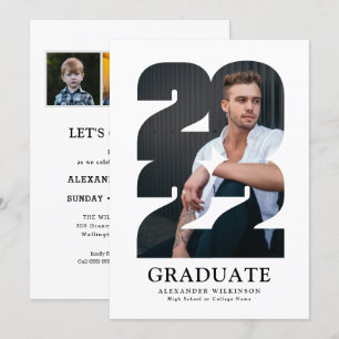 2022 Modern Typography Trendy 4 Photo Graduation Invitation