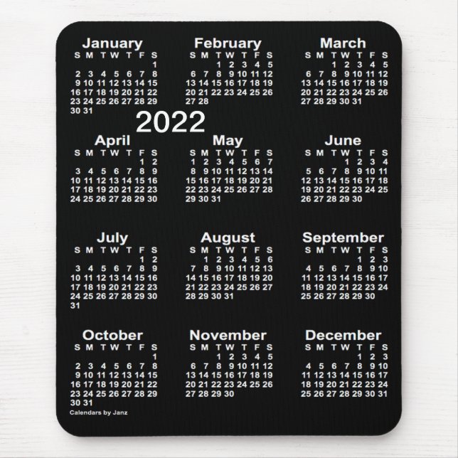 2022 Neon White Large Print Calendar by Janz Mouse Mat (Front)
