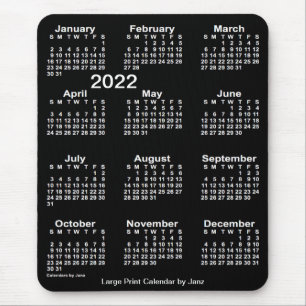 2022 Neon White Large Print Calendar by Janz Mouse Mat
