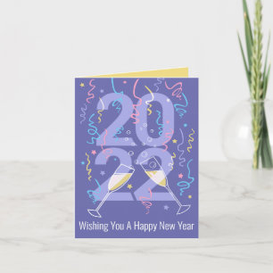 2022 New years celebration cheers graphic blue Holiday Card