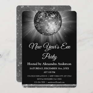 2022 New Year's Eve Party Silver Disco Ball Invitation