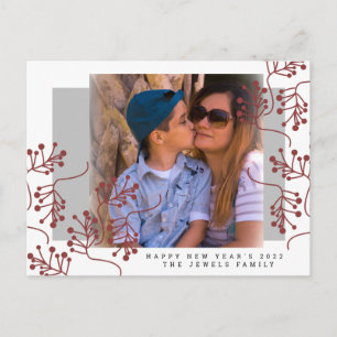 2022 New Years Photo Branch Sprigs Postcard